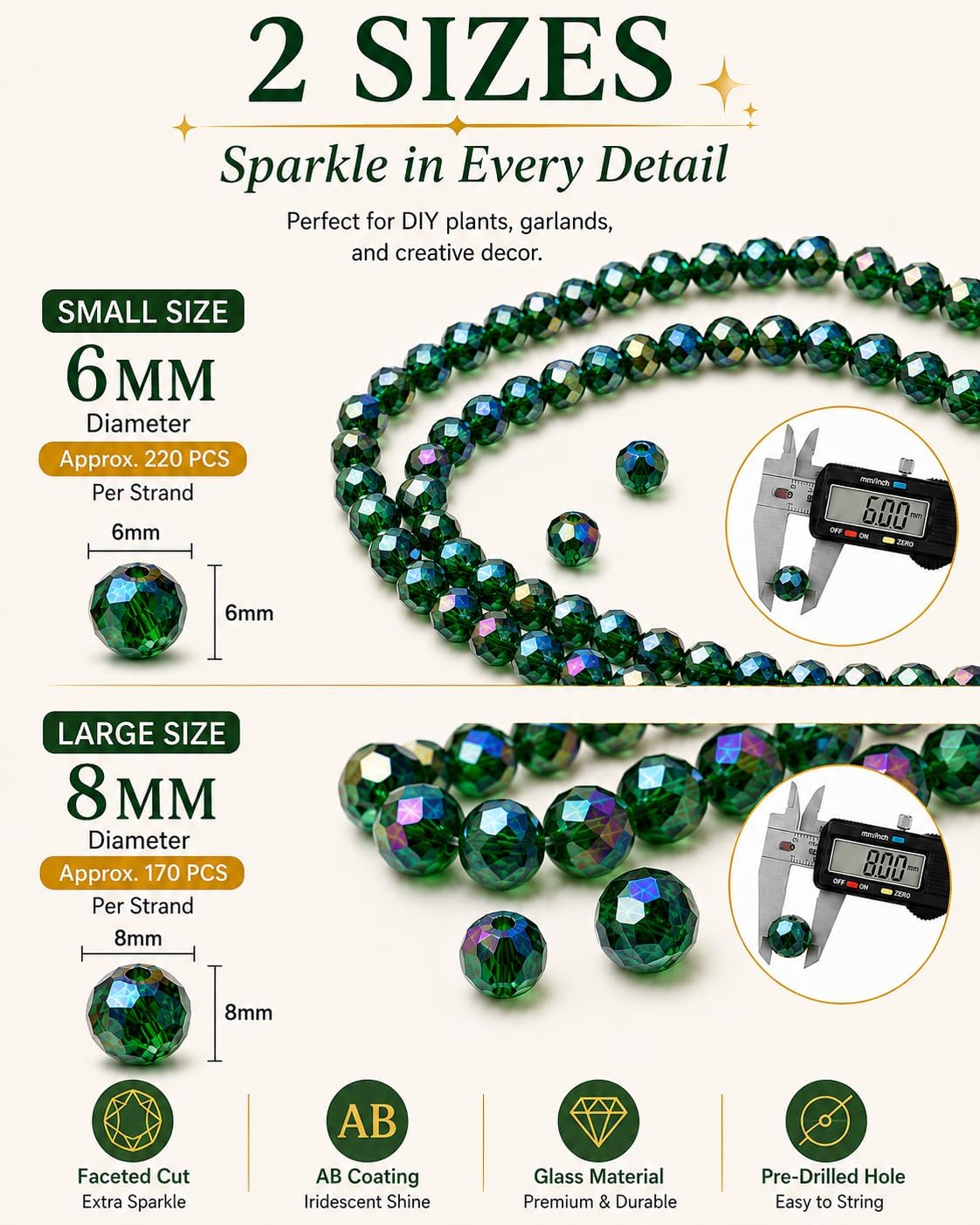 Beaded Plant Kit, A/B Green Beads with Chain & Basket DIY Hanging Decor image 3