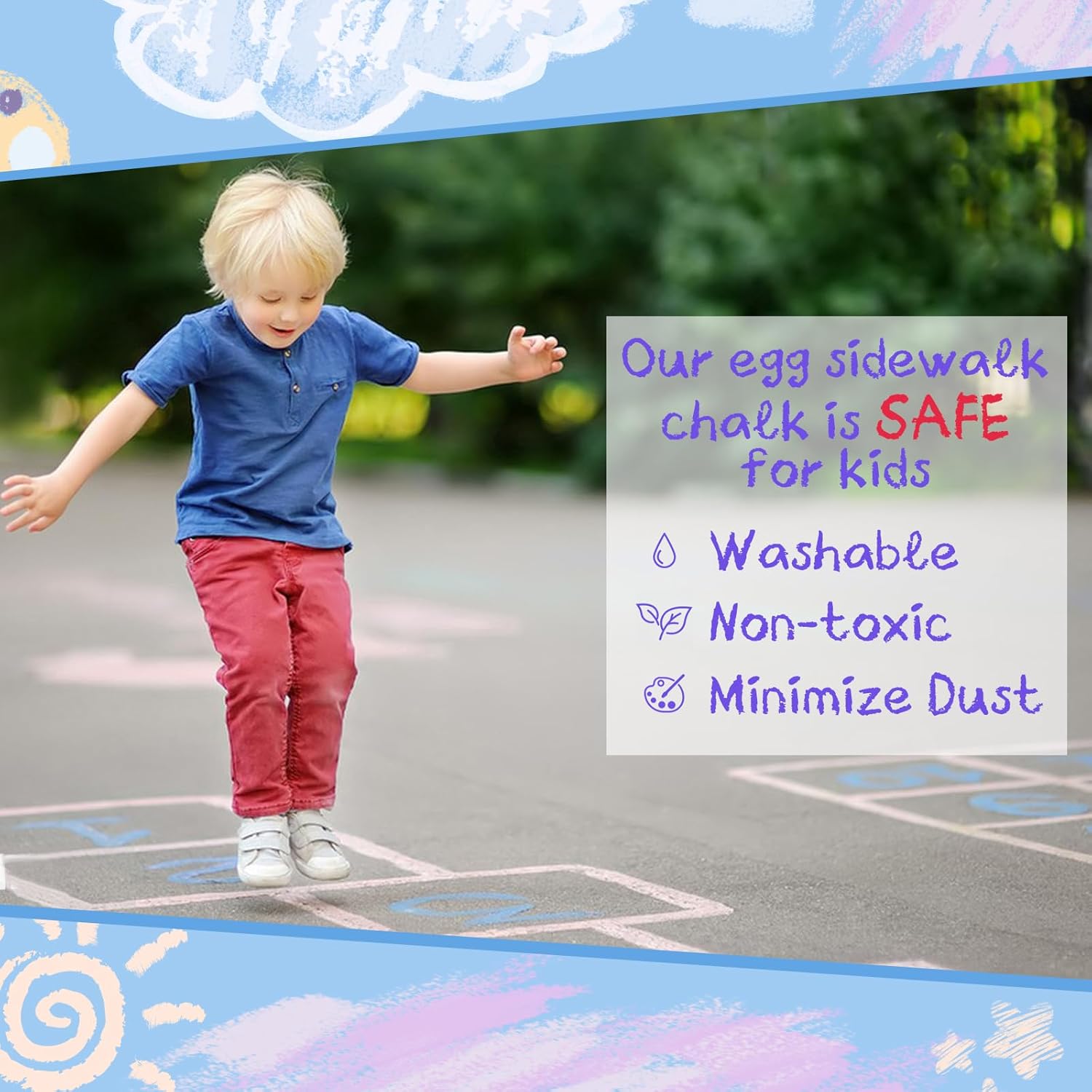 6 PCS Easter Eggs Chalk for Kids, Sidewalk Chalk Easter Basket Stuffers for Kids Boys Girls Toddlers Outdoor Play, Washable Nontoxic Sidewalk Chalk Party Favors (6)