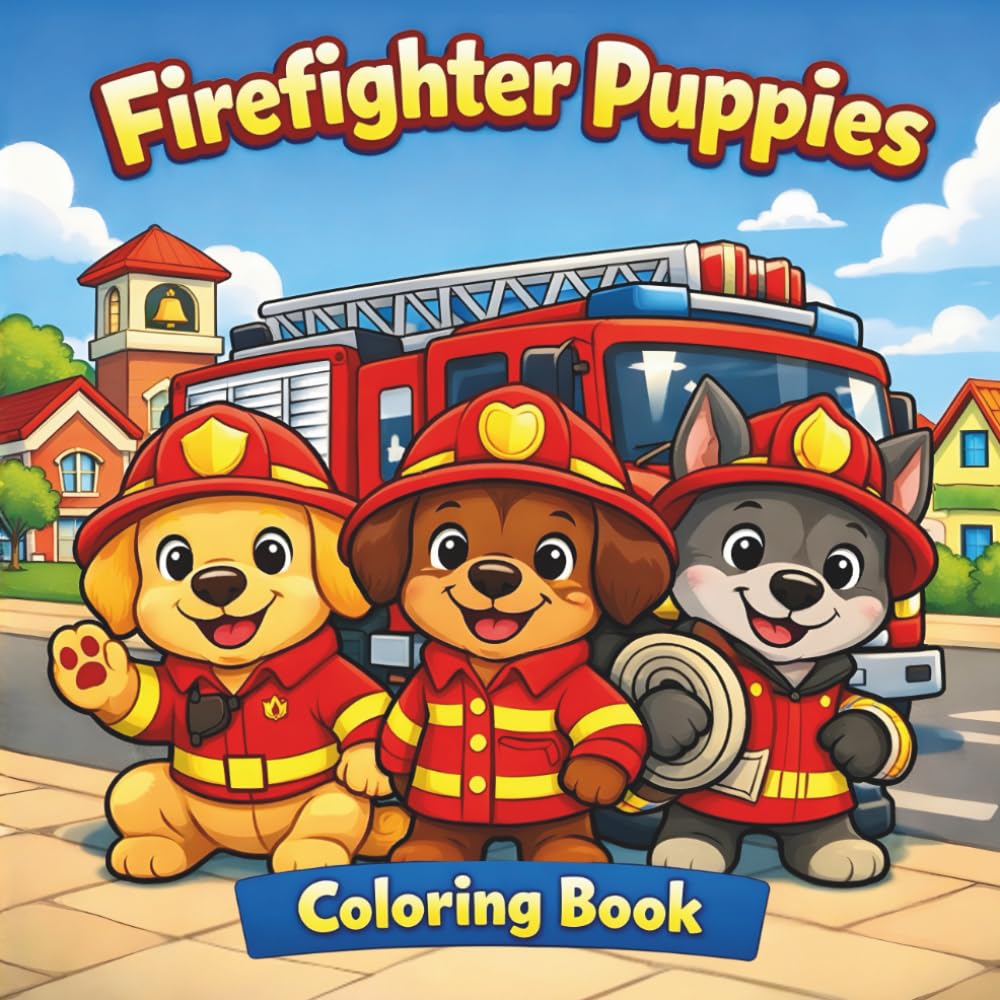 Firefighter Puppies: Fire Safety Coloring Book with Bonus Activities
