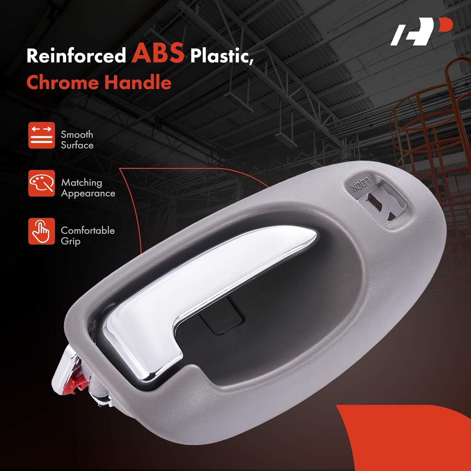 A-Premium Front Right Passenger Side Interior Door Handle Compatible with Chrysler Sebring 2001-2006 & Dodge Stratus 2001-2006, Sedan, Light Gray & Chrome, Replace# US261L5AALG