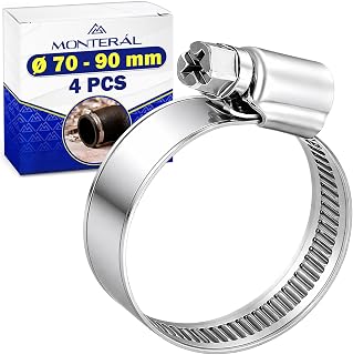 4 Stück Schlauchschellen aus Metall Ø 70-90 mm - Schellen für Schlauch Pool Garten Waschmaschine Wasserleitung - MONTERAL