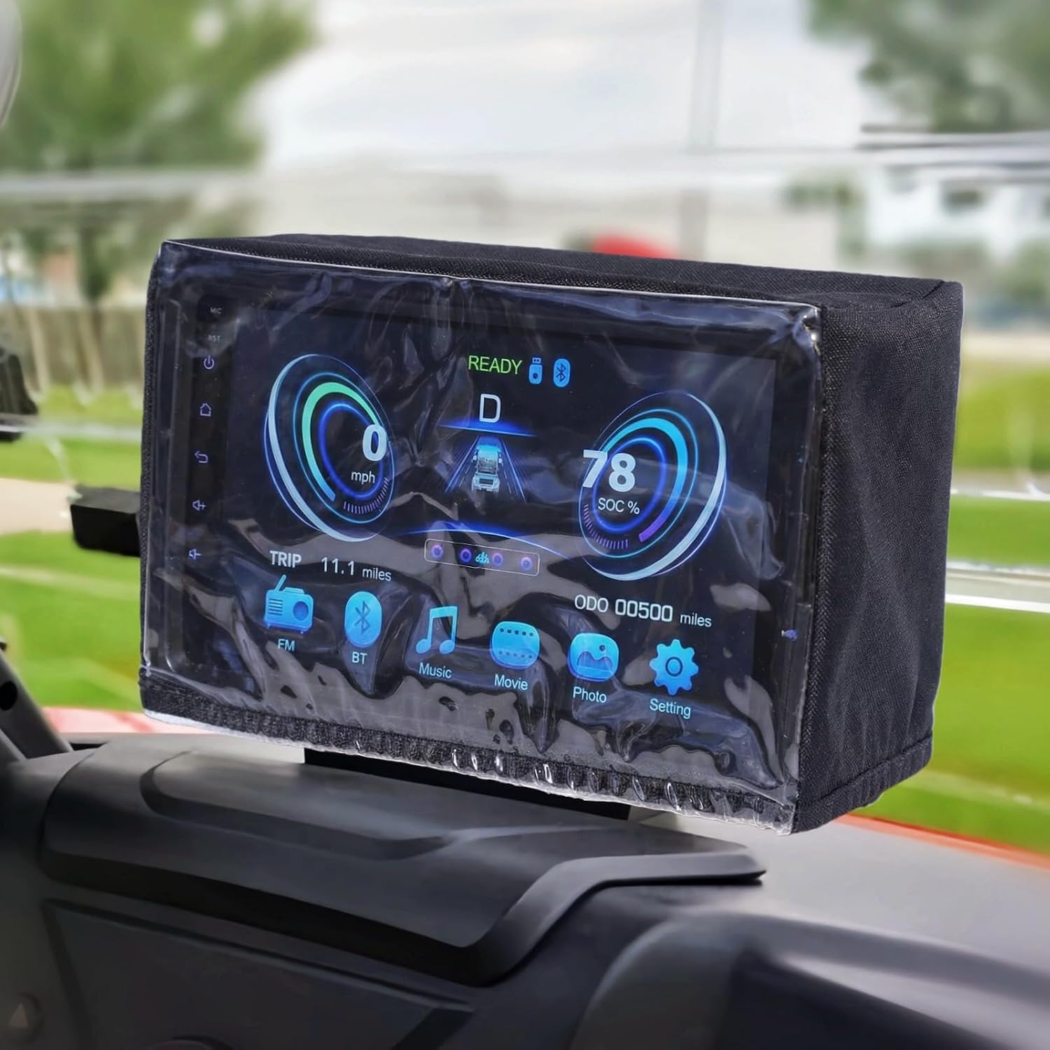 Woho Waterproof Touchscreen Cover with Elastic Opening for Evolution & Denago Golf Cart, Evolution Golf Cart Accessories for Sun Protect, Golf Cart Parts for Wind and Dust Proof