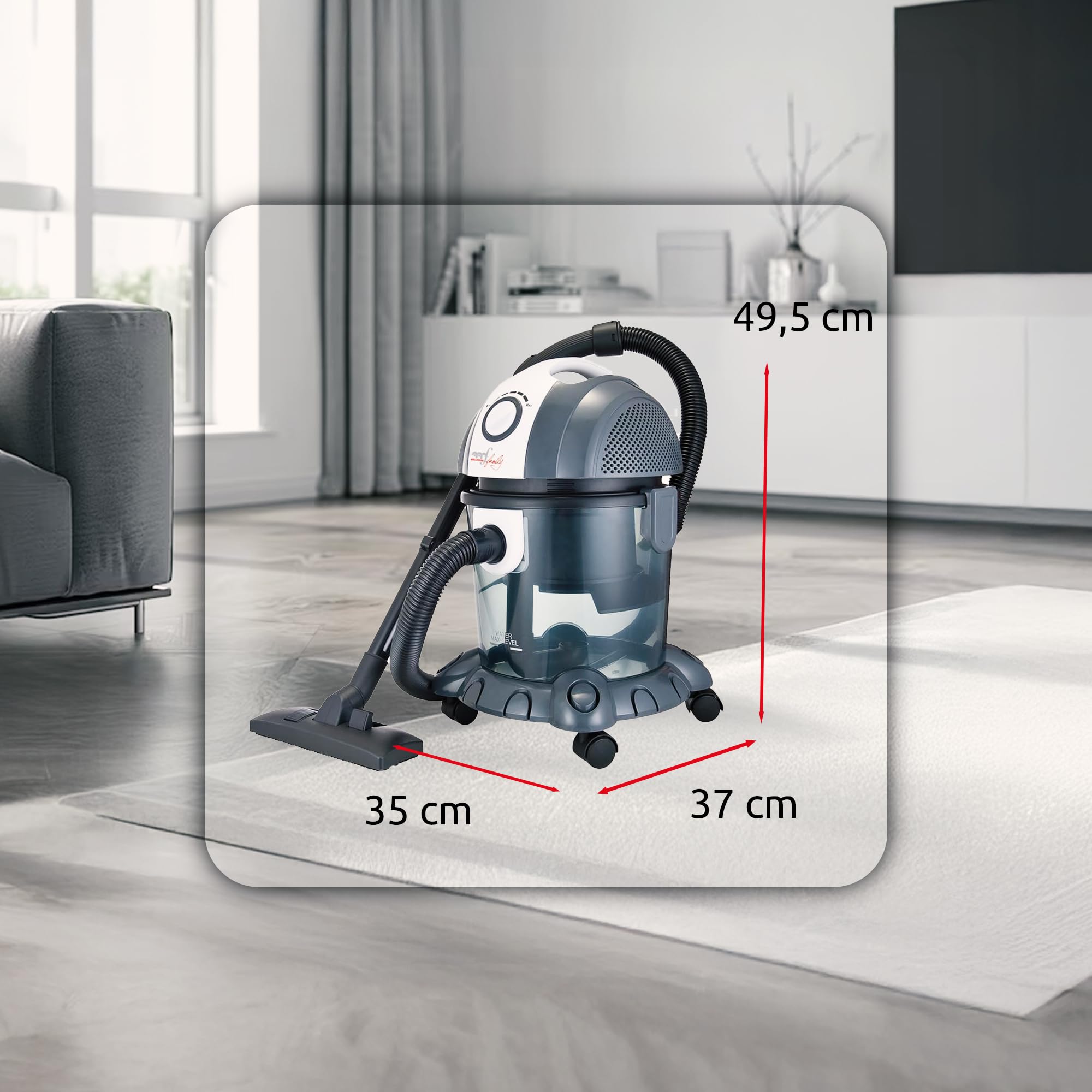 Melchioni Family | Bidone Aspiratutto MR BIN G, Aspira Liquidi e Solidi, Filtro ad Acqua, Aspirapolvere con Bidone Potenza 1200W, Funzione Soffio, Capacità Serbatoio 15 L Polvere e 10 L Liquidi