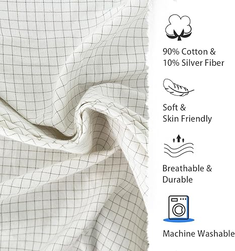 Miniatura 7 de Amradield Hoja de tierra Faraday Protection Earthing Grounded King - Sábanas bajeras de tela de algodón de fibra plateada para cama y asientos para