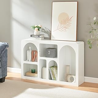 [en.casa] Buffet Design Intemporel Meuble de Rangement avec 6 Compartiments Ouverts de Différentes Formes pour Salon Chambre Entrée Bureau MDF 110 x 30 x 70 cm Blanc