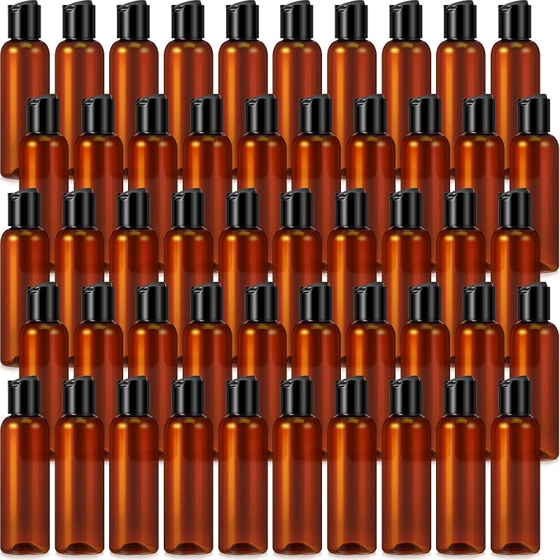 Frascos de pressão Mimorou 120 mL com tampa articulada, âmbar e preta, Pacote com 50