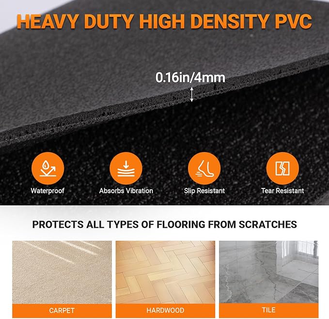 Treadmill Mat 55"x24", Alfombrilla antideslizante para caminadoras para gimnasio en casa, protector de piso de PVC de alta densidad, fácil de enrollar y guardar, absorbente de vibraciones miniatura 3