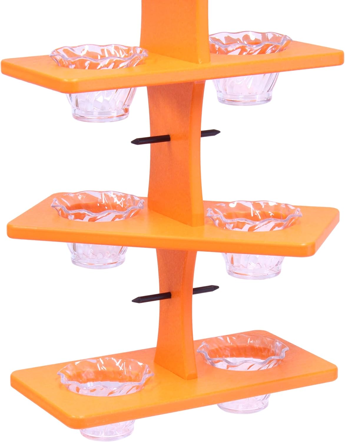 AmishToyBox.com Oriole Bird Feeder - Deluxe Triple Deck Jelly-Cup Oriole Feeder with Orange Holder Pegs - Made in The USA with Poly Lumber (Cedar and Orange)