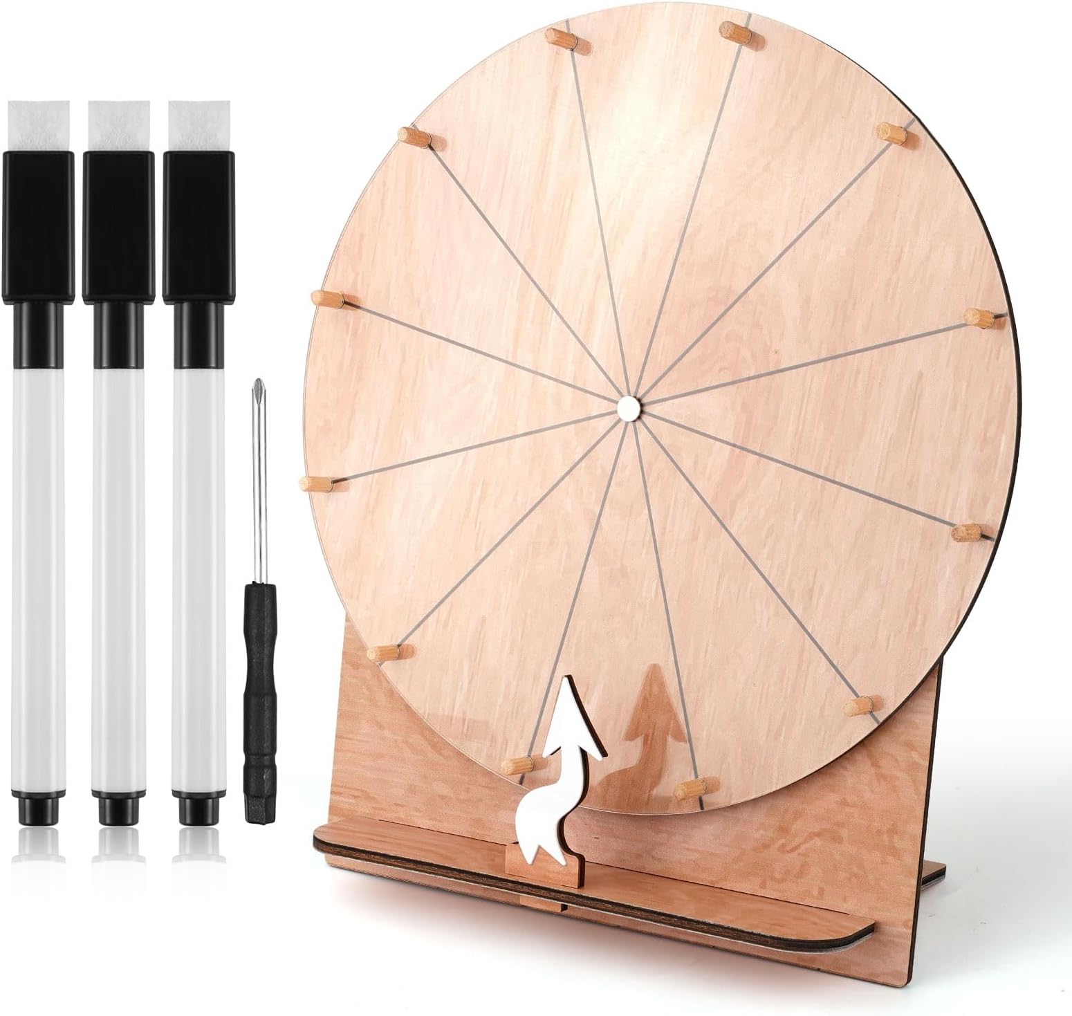 11.4 Inch Wedding Game Spinning Wheel, Wooden Prize Wheel Spinner Erasable Spin The Wheel Game with Stand Roulette Wheel for Wedding Engagement Party school Family Games Baby Shower