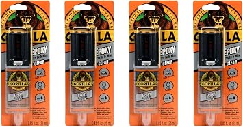 Gorilla 2 Part Epoxy, Clear Epoxy, 0.85 Ounce Syringe - 5 Minute Set, Incredibly Strong Bonding Pack of 4