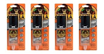 Gorilla 2 Part Epoxy, Clear Epoxy, 0.85 Ounce Syringe - 5 Minute Set, Incredibly Strong Bonding (Pack of 4)