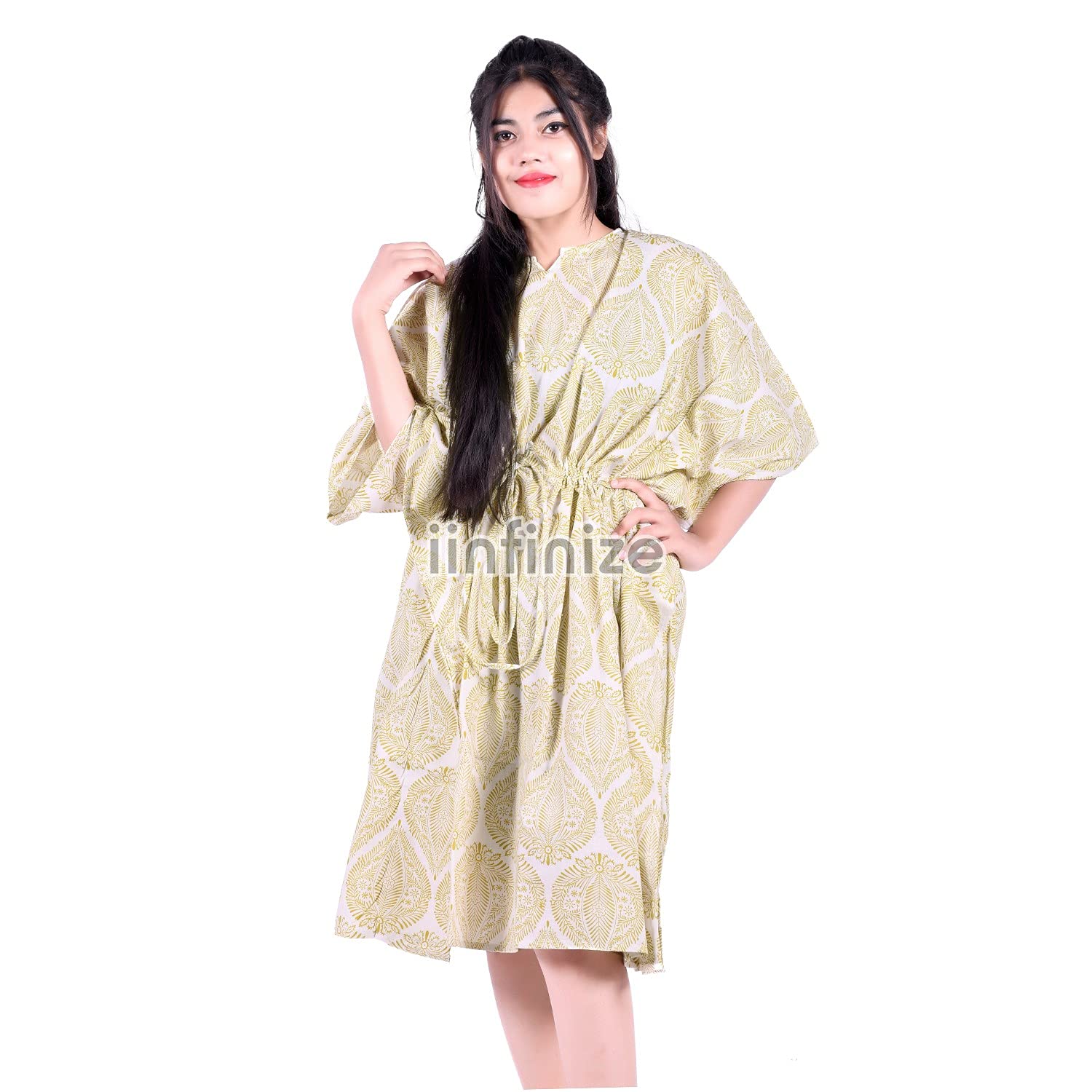 Caftano lungo copricostume da spiaggia camicia da notte in cotone kaftano bikini indossare abito bohemien body cover up, Multi, Taglia unica