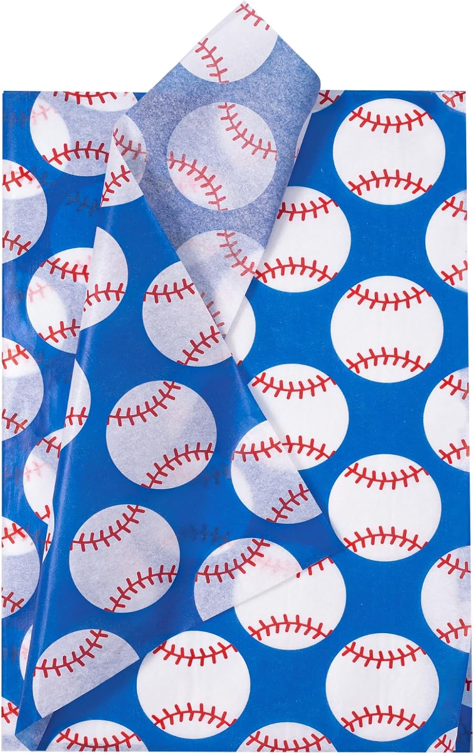 WRAPAHOLIC Baseball Wrapping Tissue Paper - 30 Sheets 14 x 20 Inch Sports Blue Baseball Tissue Paper Bulk for Birthday, Gift Wrap, Art Craft, Party Favor Decoration