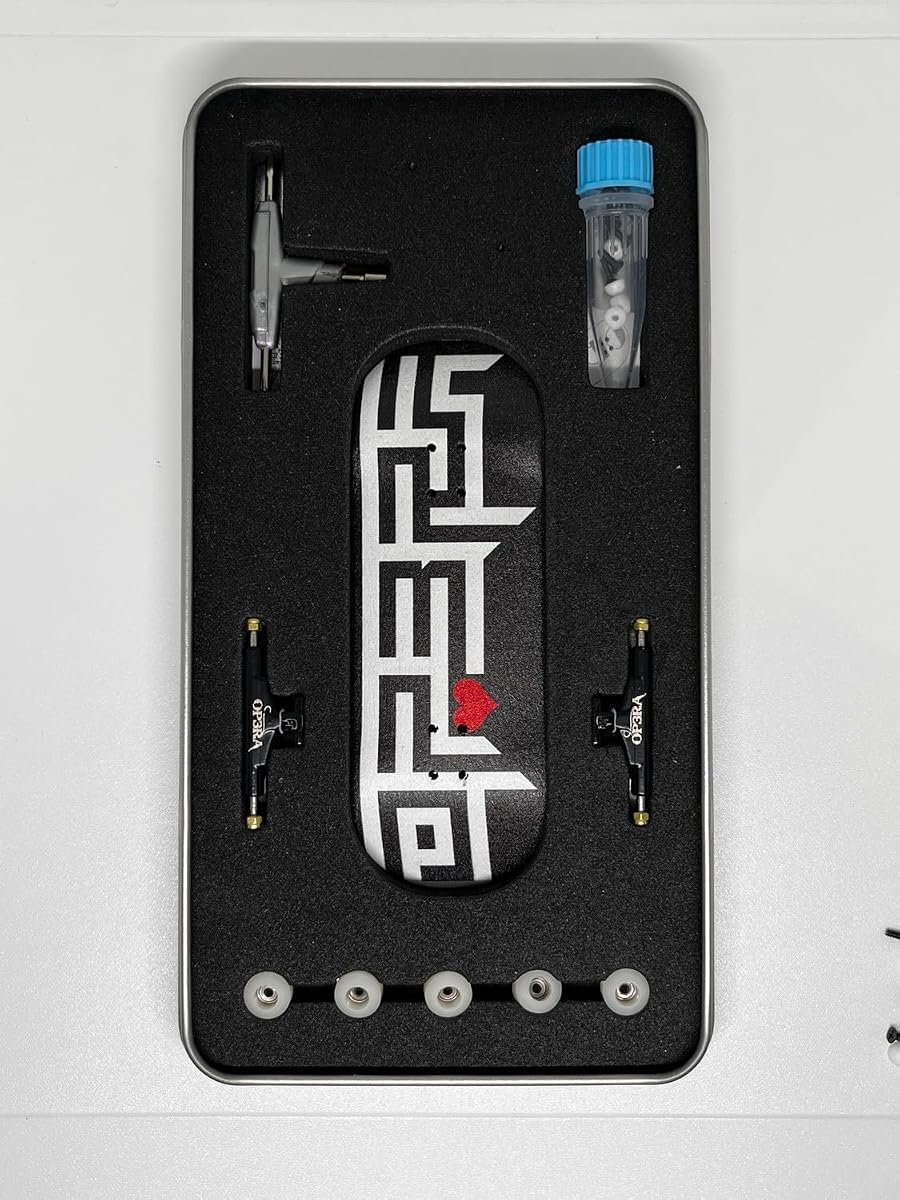 LEEFAI Op3ra Pro Fingerboard Complete 34 * 96mm Maples Wood Deck,UV Printing Graphic-Solid Single Axles Pro Trucks & 5 Urethane Bearing Wheels,-Replace Bushings-<3 Maze Edition