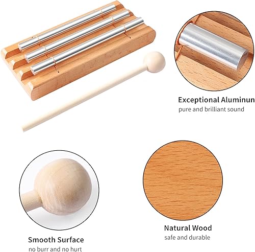 Vista 8 de Campanillas de energía de percusión campanas de mano: instrumento musical de carillón de tono solo con mazo para yoga, meditación, sanación de Tono 1