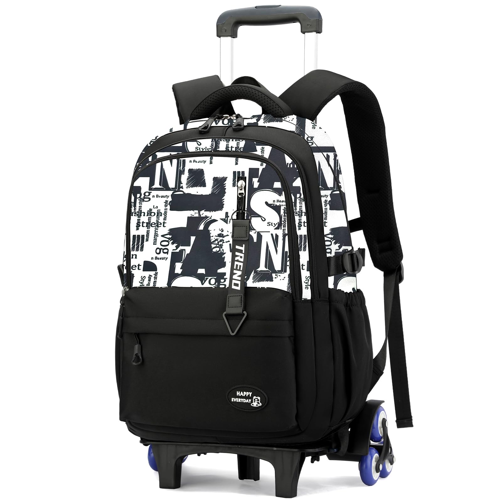 Amythe Zaino Trolley Ragazzi 10-24 Anni – Cartella con Ruote 6 Ruote per Scuola Media e Superiore – Grande Zaino Casual da Viaggio per PC 15.6 Pollici – Rientro a Scuola e Natale