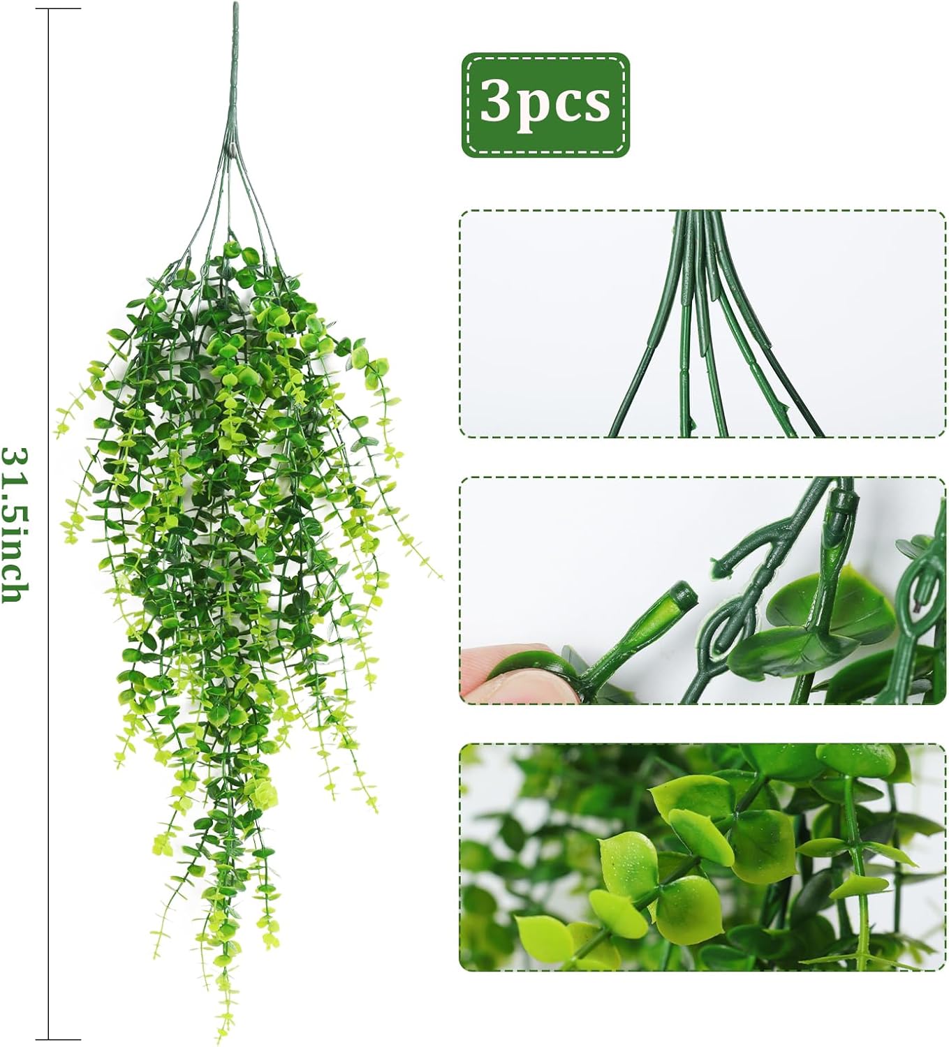RECUTMS Hanging Money Plants Fake Outdoor Hanging Artificial Flower for Outdoors Hanging Basket Hanging Artificial Plants Plastic Plants Home Garden Wedding Party Decorations