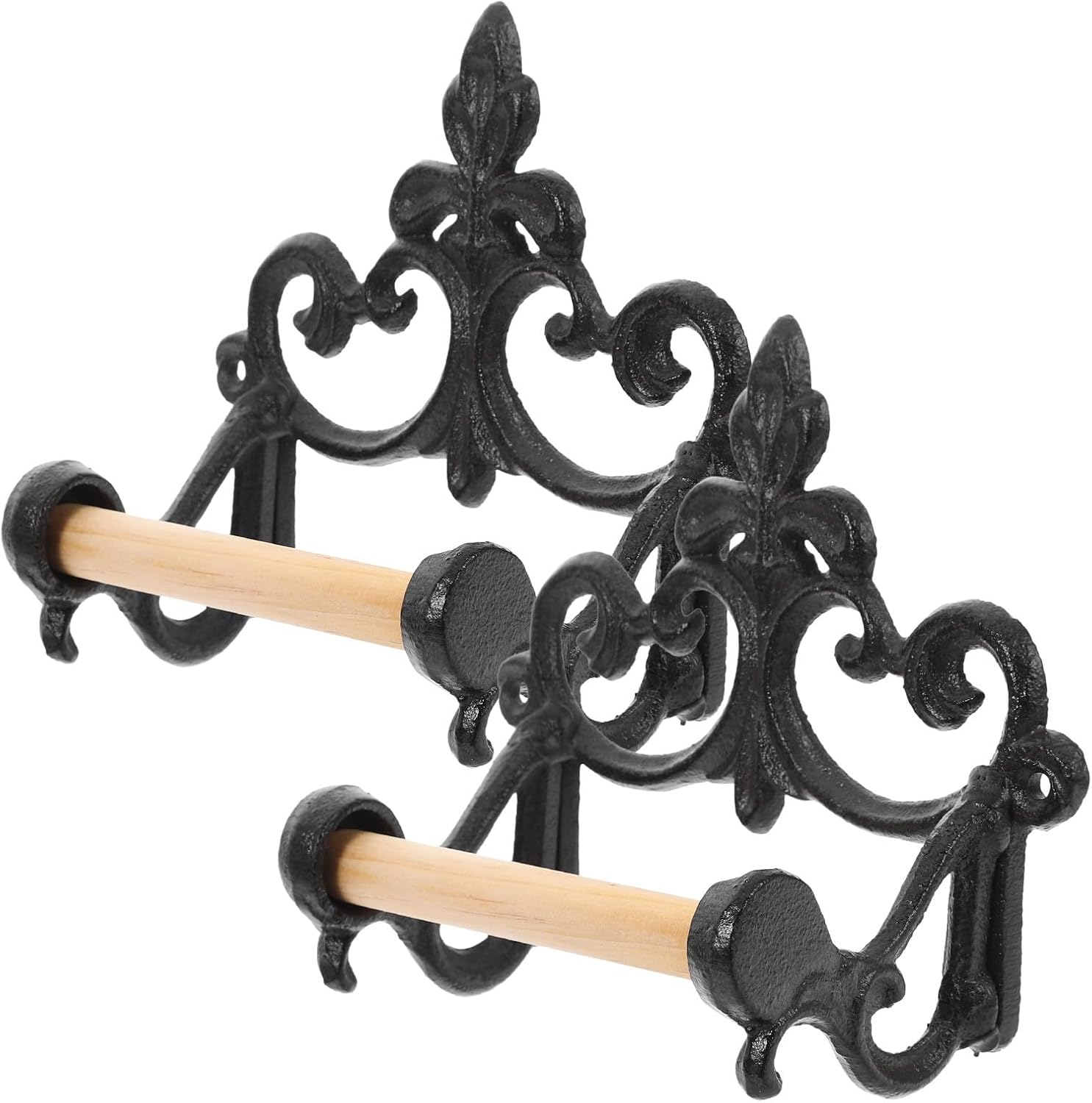 Vintage Wall-Mounted Toilet Paper Holder and Napkin Rack, Farmhouse Style Cast Iron Bathroom Tissue Roll Hanger, 2pcs Bathroom Organizer for Wet Tissue Storage