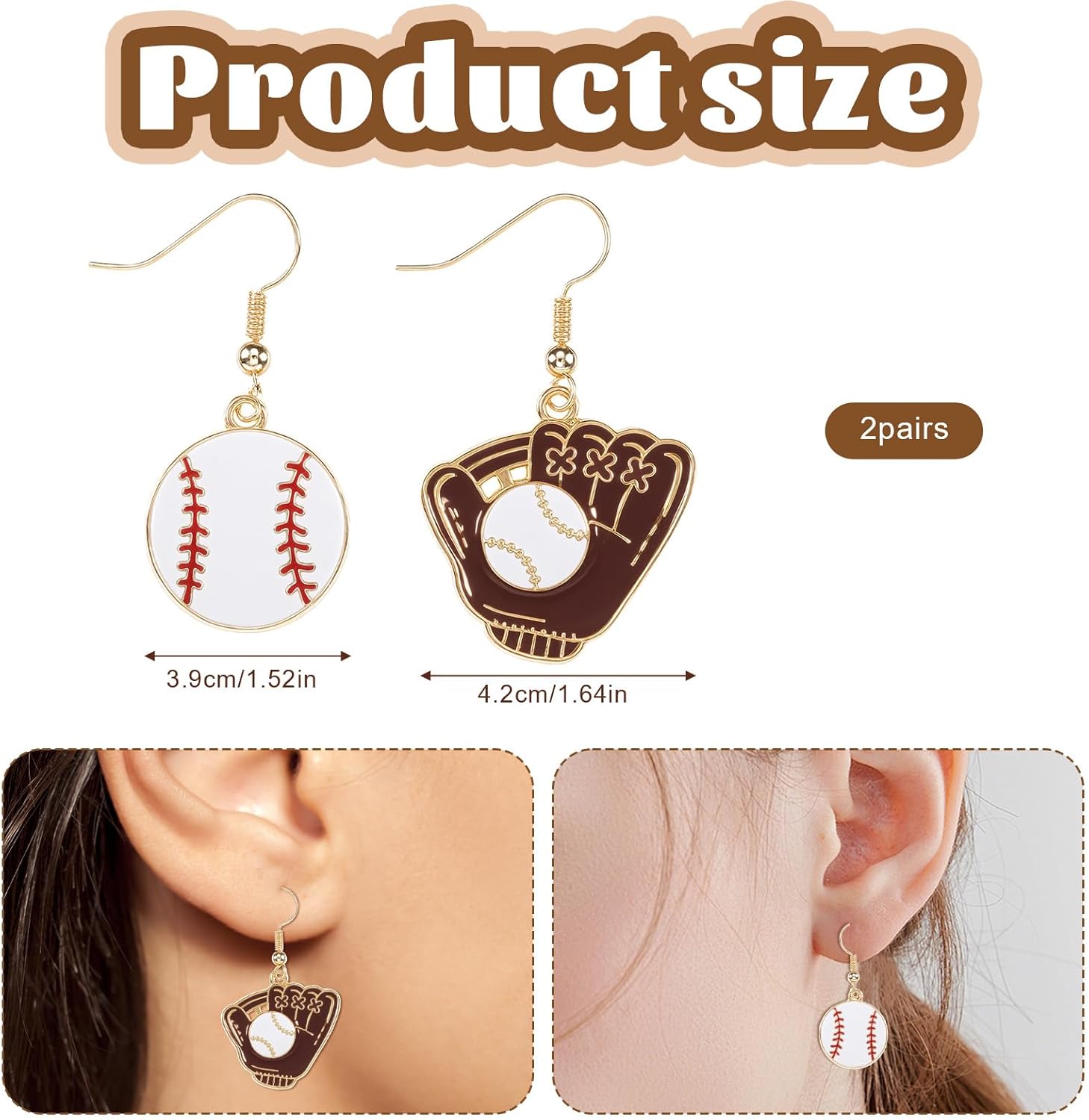 2 Pair Baseball Dangle Earrings, Baseballs Football Bow Earrings, Ball Shape Dangle Earring Sport Ball Dangle Earring Baseball Player Jewelry Lovers and Sports Fans Gifts - Image 4