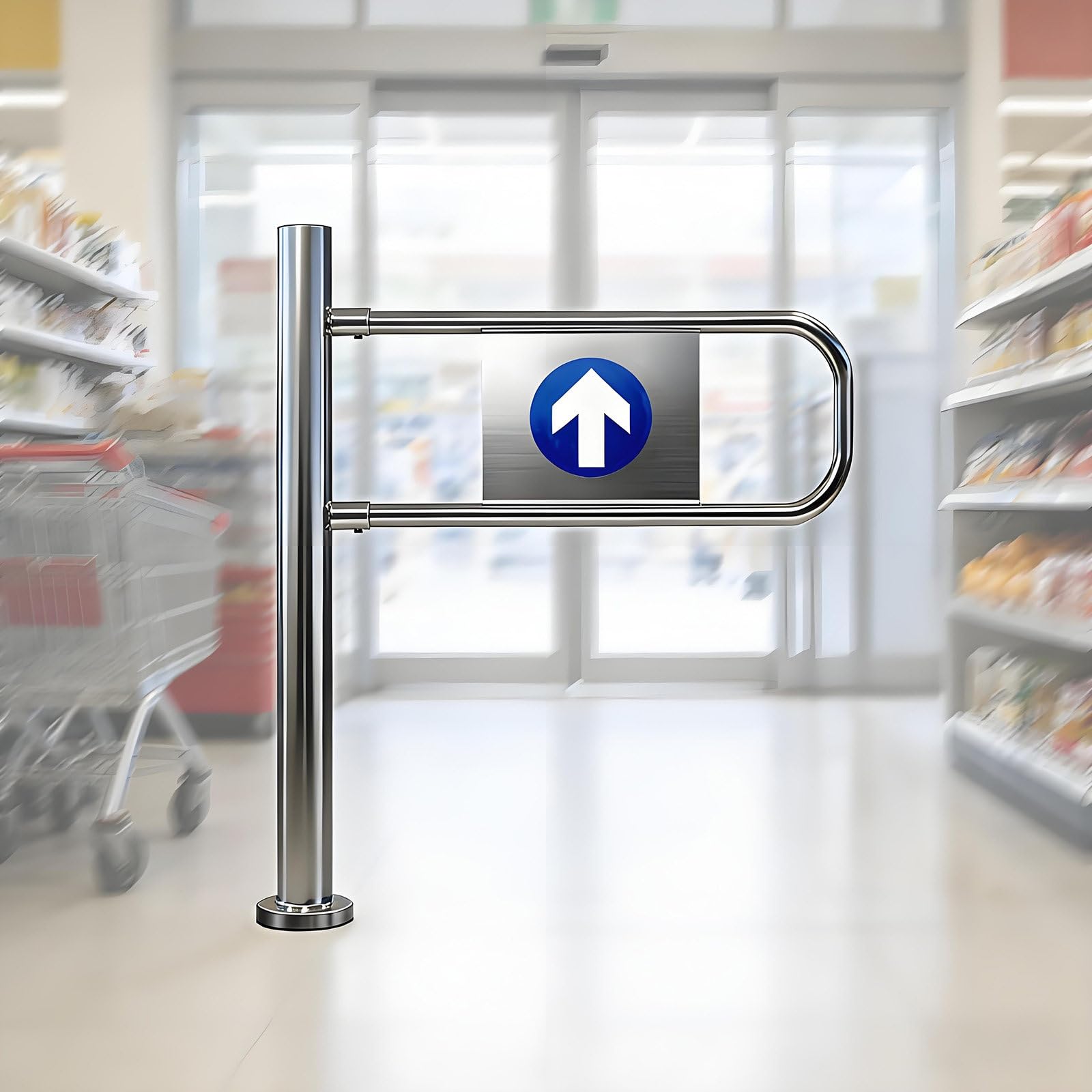 Gutygio Leftdoor Automatic Rebound Swing Gate, With Spring – 1-Way Swing Entrance Door, Stainless Steel Access Barrier, For Supermarket, Library, Park, Or Warehouse -90 * 100Cm