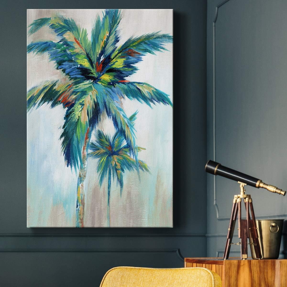 Renditions Gallery Canvas Nature Wall Art Home Paintings & Prints Decorations Colorful Palm Trees Abstract Canvas Wall Hanging Artwork for Living Room Office Home Kitchen - 18"x27" LT02