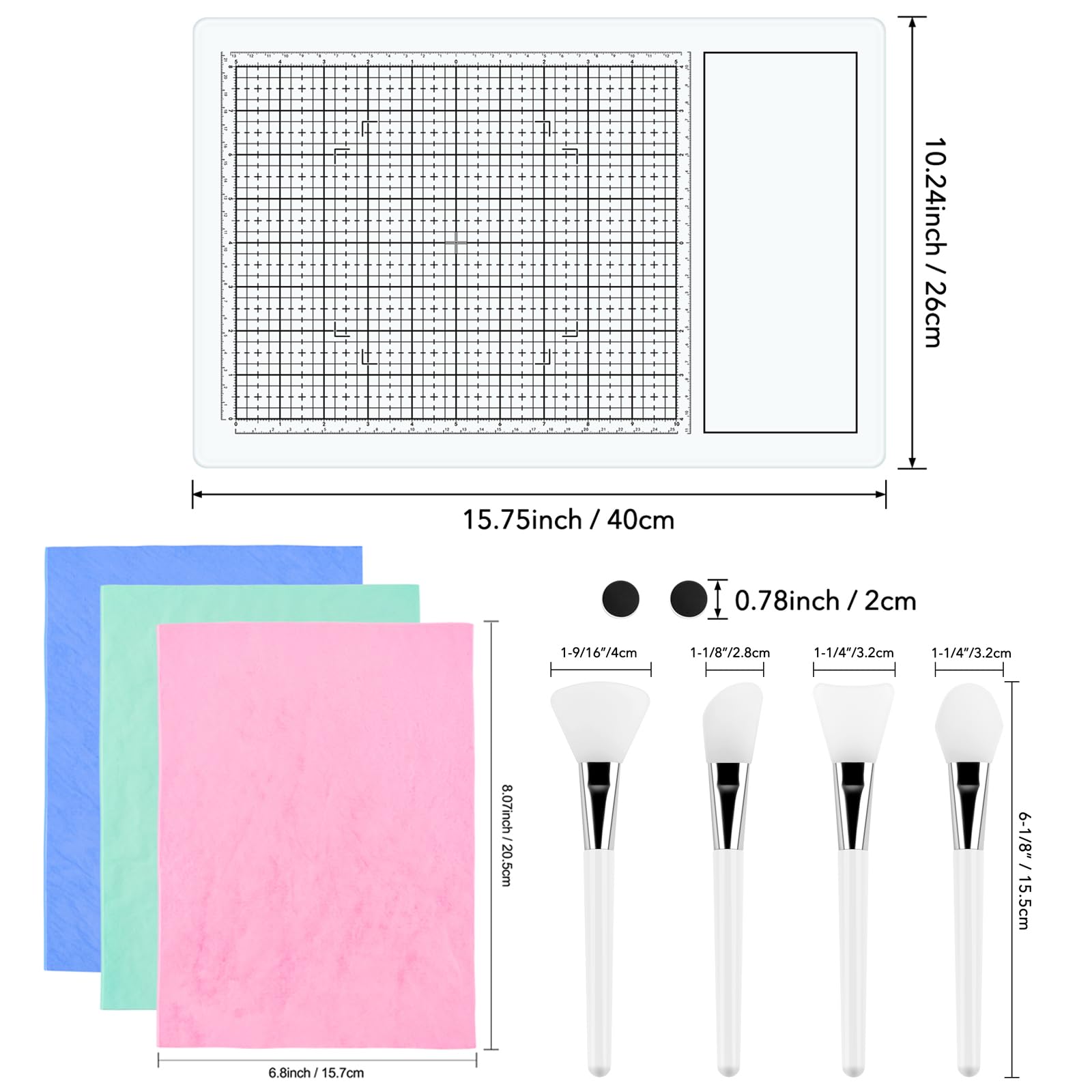 Set di 9 tappetini magnetici in vetro, 40 x 26 cm, resistenti al calore, con magneti, griglie e misurazioni, per taglio, stampaggio, tecnica mista, goffratura a caldo e progetti di colla a caldo