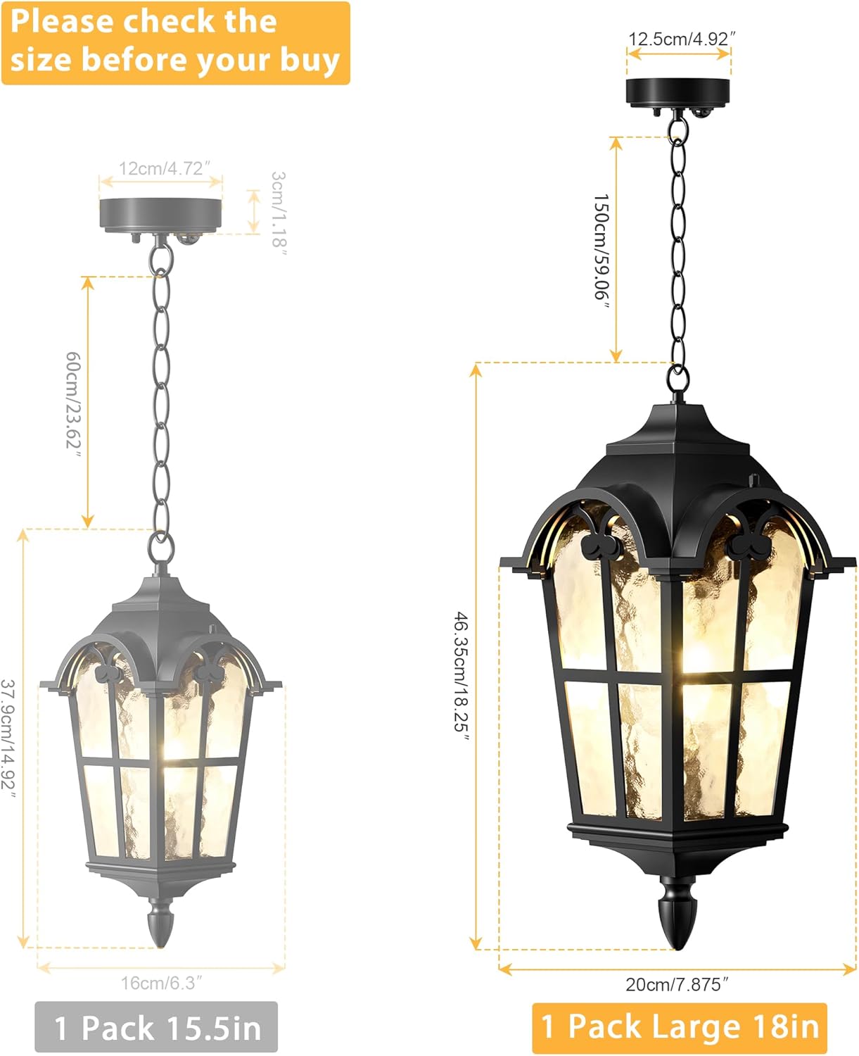 Motion Sensor Outdoor Pendant Light Modern Exterior Hanging Porch Lantern,18.2" Anti-Rust Aluminum Outside Chandelier Black Ceiling Mount for Patio Front Door Porch Entryway Foyer Gazebo