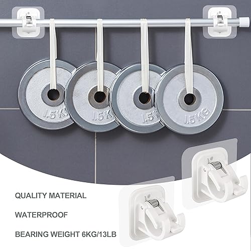 Miniatura 37 de Codoule 2 soportes para barra de cortina sin taladrar sin taladrar autoadhesivos, ganchos para barra de cortina, ganchos ajustables sin clavos, 2