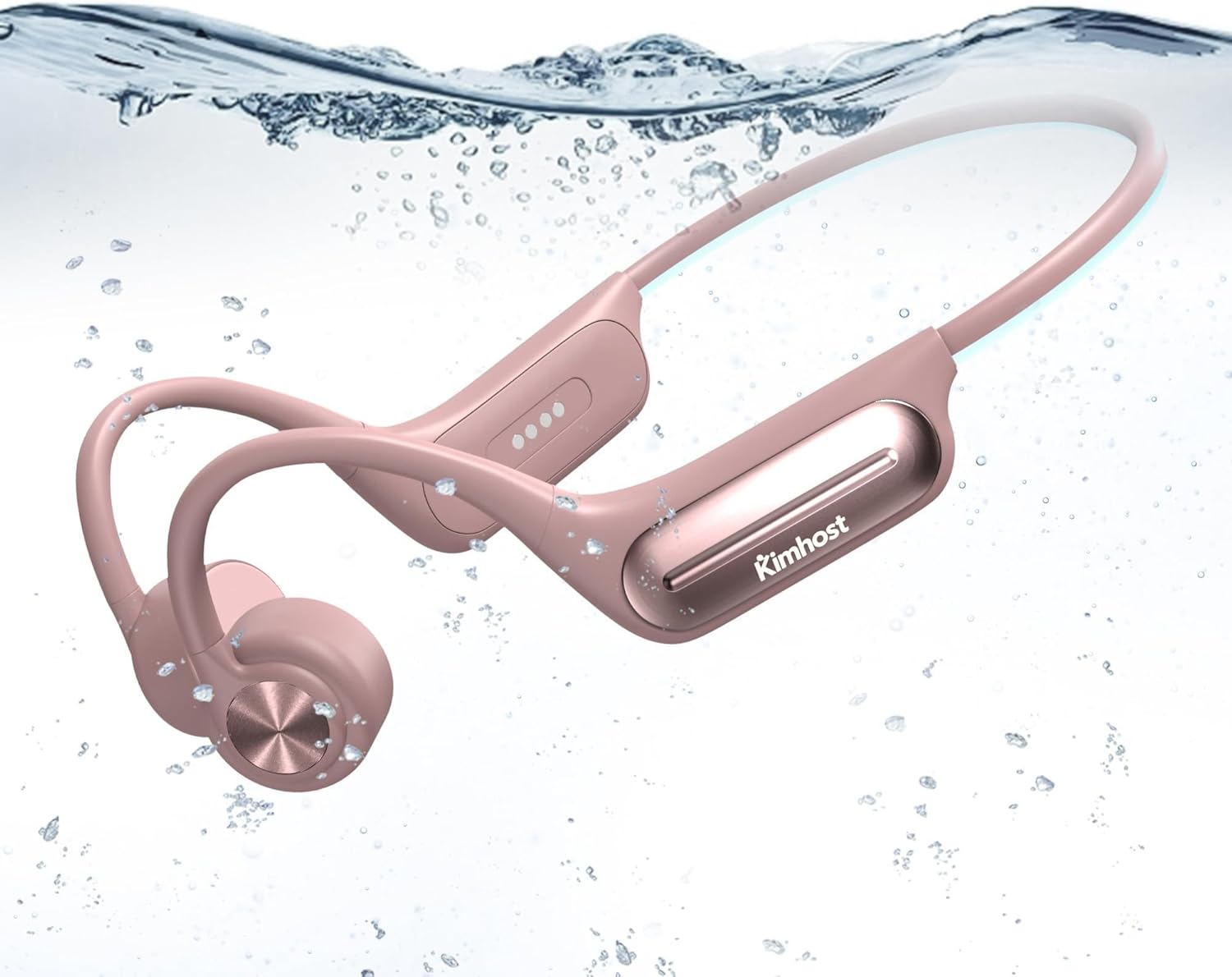 Bone Conduction Headphones-IP68 Swimming Headphones,Bone Conduction Earbuds with MP3 Mode 32GB Memory Up to 8 Hours Playtime Bluetooth 5.3 Running Headphones Secure Fit for Underwater (Pink)