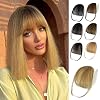 NAYOO Bangs Hair Clip in Bangs 100% Real Human Hair Extensions Natural Black Wispy Bangs Clip on Air Bangs for Women Fringe with Temples Hairpieces Curved Bangs for Daily Wear