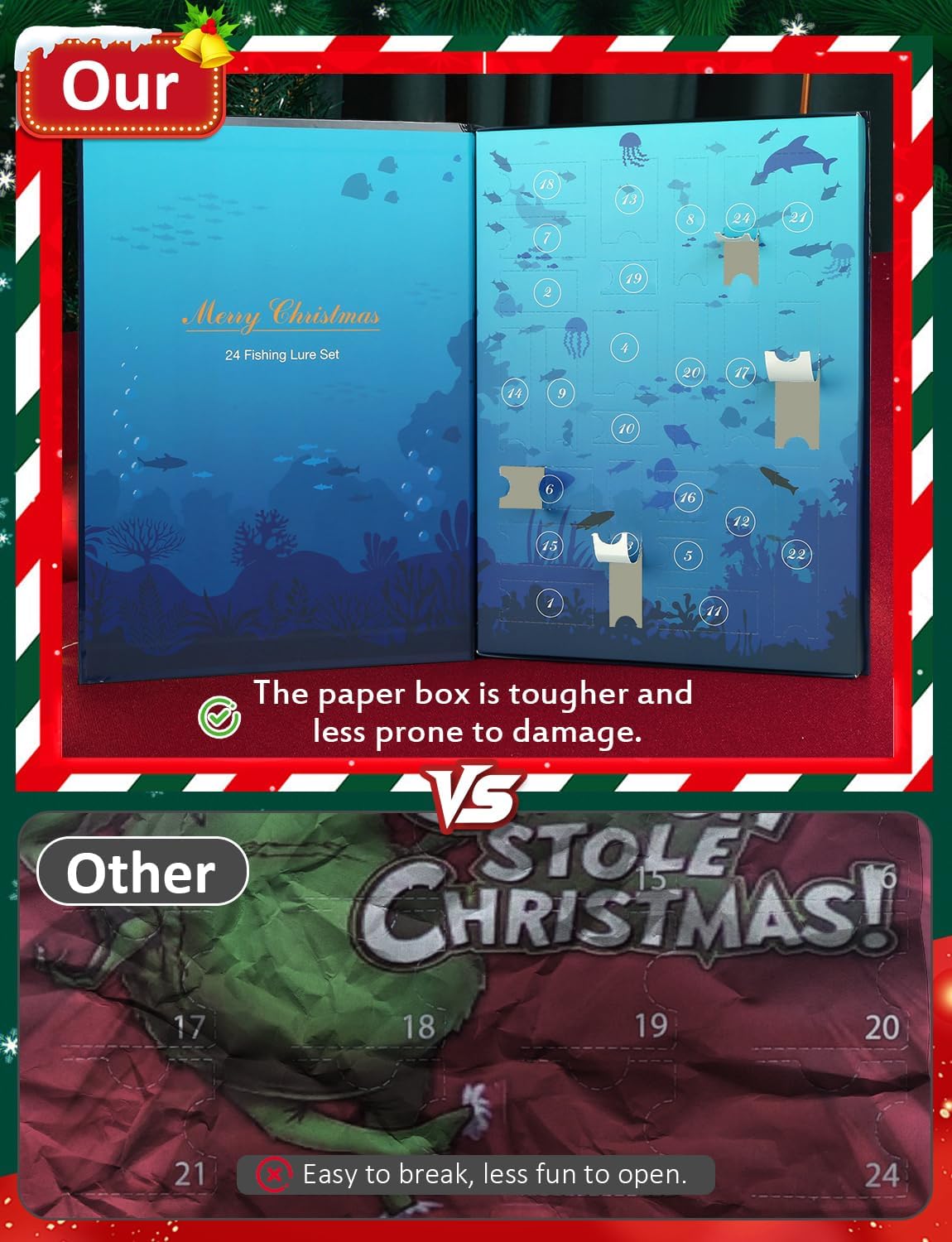 HOOK-EZE Fishing Advent Calendar 2025, 24 Days Fishing Lures Countdown Calendar, Christmas Tackle Box Gifts for Adults Teen Boys, Stocking Stuffers for Men Boyfriend