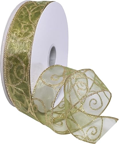 Miniatura 10 de Morex Ribbon - Listón transparente con brillantina carrete de 2-12 pulgadas por 50 yardas