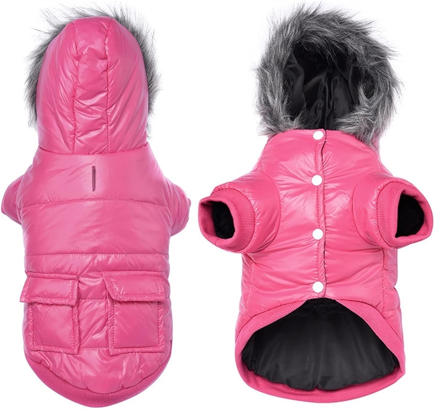 冬の犬のコート暖かいジャケット厚い綿の服小さな犬の子犬の服フレンチブルドッグのために防水（色：ピンク、サイズ：M）