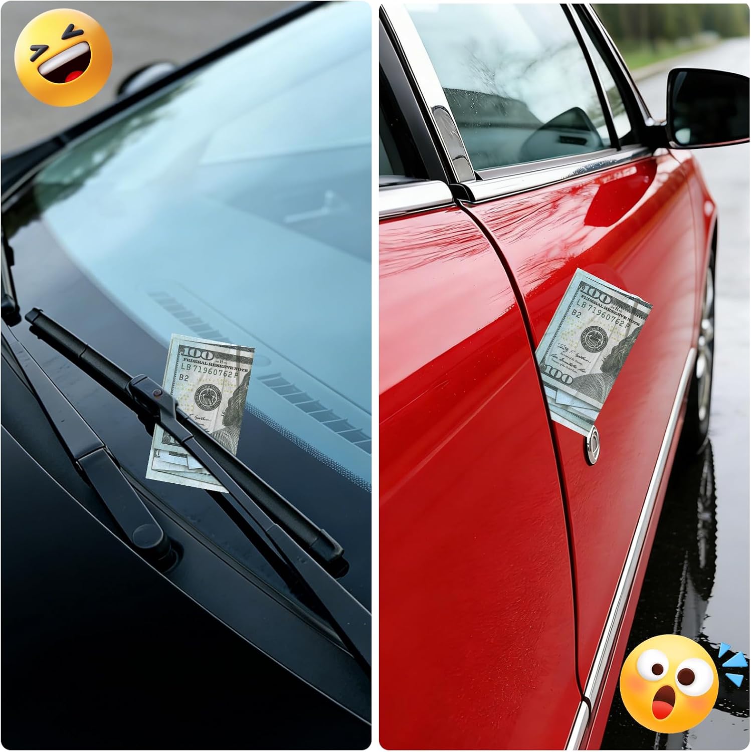 60pcs Bad Parking Cards Funny Prank Notes with 6 Designs for Bad Drivers Under Wiper Hilarious Prank Stuff That Looks Like Real Money from a Distance