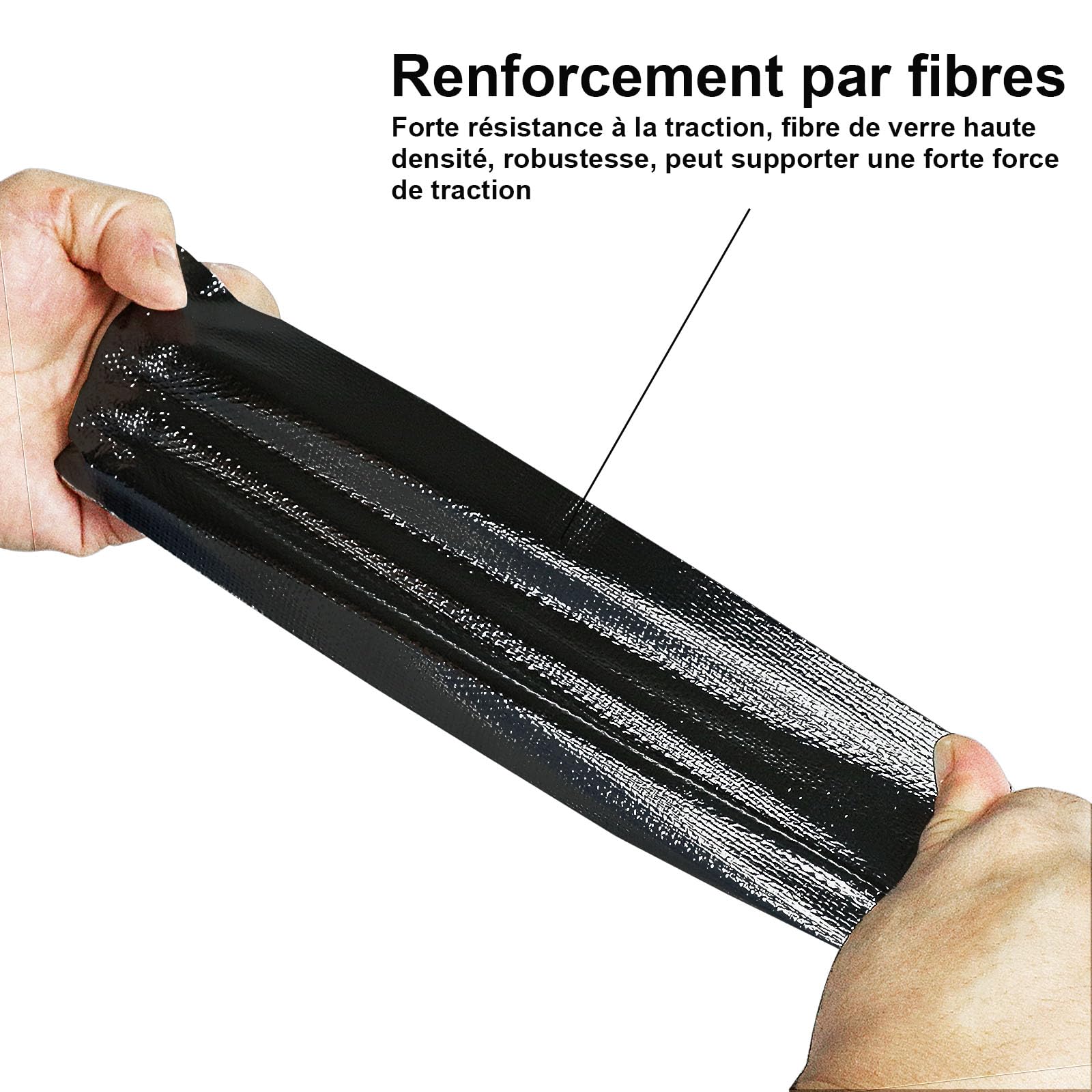 BOMEI PACK Ruban Adhésif Aluminium renforcé, noir 75mm x 20m Bande d'étanchéité Étanche Feuille, ruban d'aluminium de réparation, Ruban adhesif haute temperature pour la réparation, l'isolation