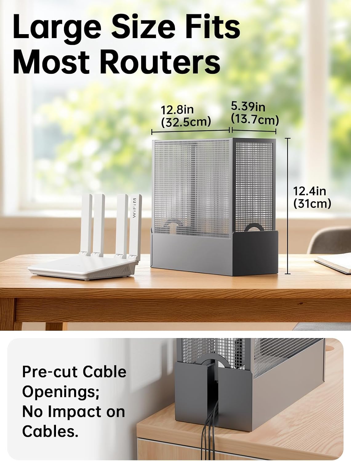 EMF Blocker for Home, Large WiFi Router Cover EMF Protection, Blocks 93% of Router EMF & 5G Emissions Faraday Cage, Uninterrupted Use WiFi Signal Blocker for Office Bedroom Nursery (Arctic Silver)