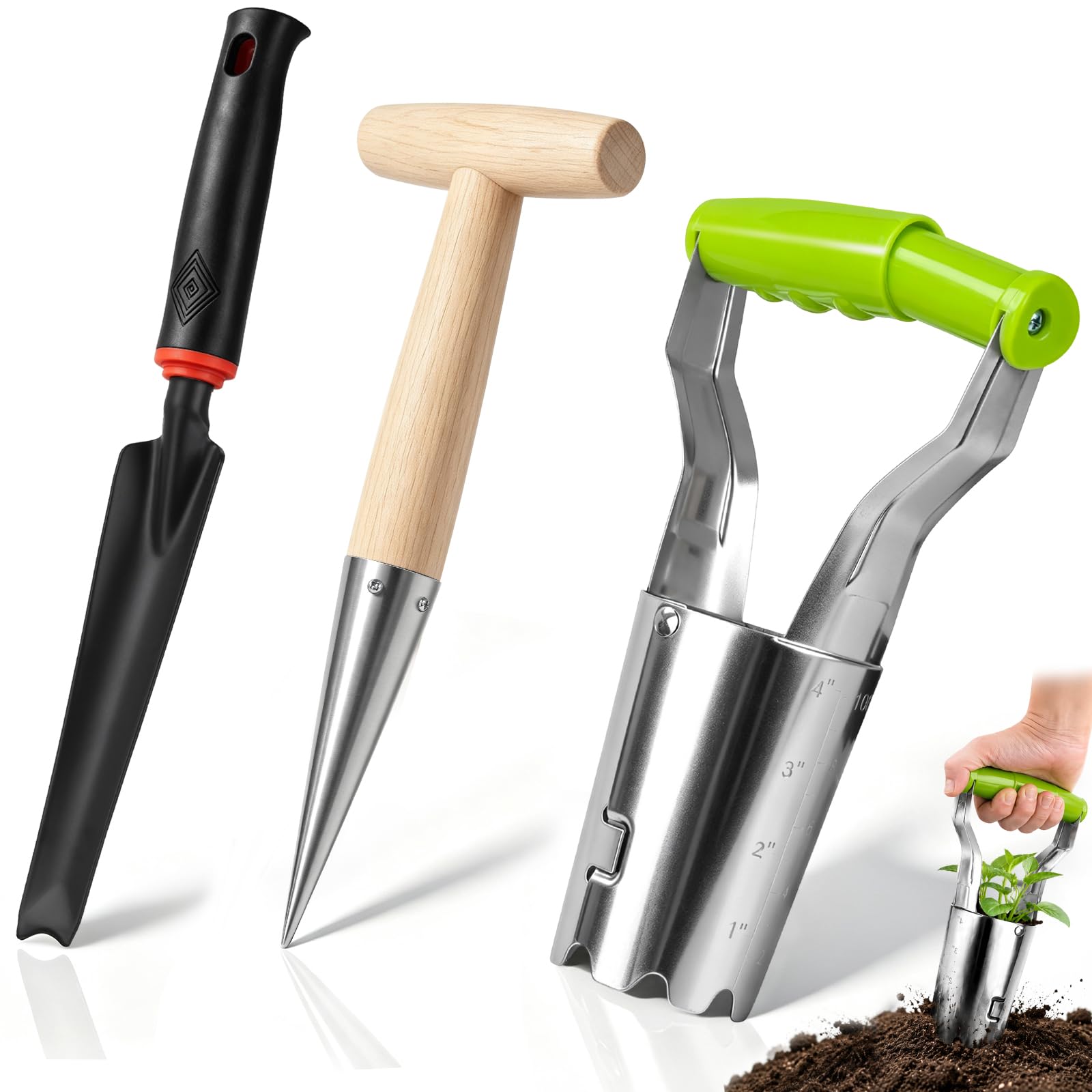 msymsyu 3PCS Bulb Planting Tool Garden Dibber Tool