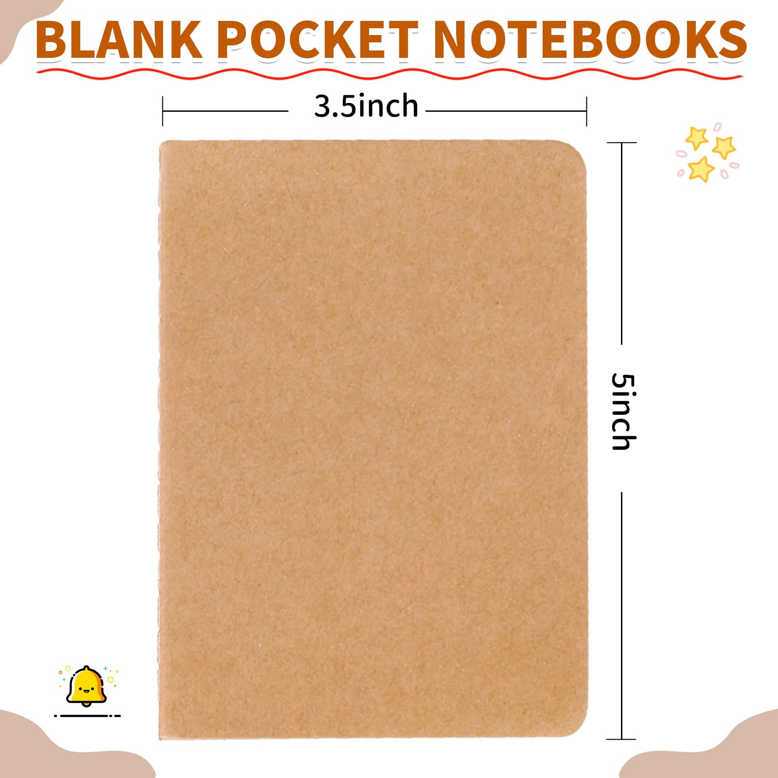 CoZyden Lot de 64 mini carnets de notes en vrac de 8,6 x 12,7 cm en papier vierge pour enfants, 30 feuilles/60 pages Marron