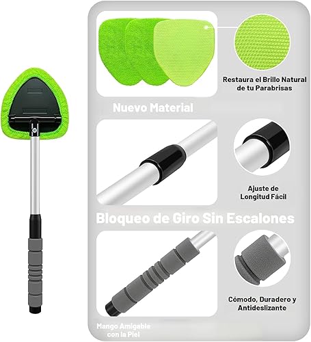 Miniatura 7 de XINDELL Herramienta de Limpiador de Parabrisas – Kit de Limpieza de Ventanas Interiores de Coche con Mango Extensible y 4 Almohadillas