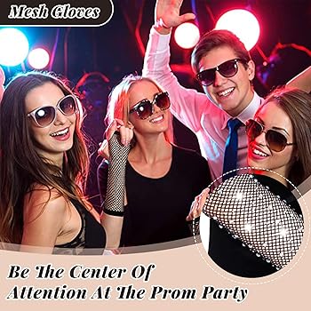 4 Paia Guanti In Rete Da Pesca Con Strass - Lunghi, Corti E Senza Dita | Per Feste E Costumi