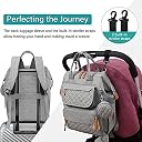 House of Quirk Baby Diaper Bag Backpack for Mom & Dad, Waterproof Maternity Travel Bag with Pacifier Case, Large Capacity Baby Nappy Bag (Light Grey) gallery image