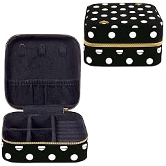 kate spade new york Small Travel Jewelry Case Black Dotted Jewelry Box to Organize Rings Necklaces Earrings Polka