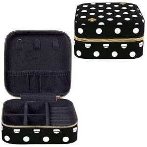 kate spade new york Small Travel Jewelry Case Black Dotted Jewelry Box to Organize Rings Necklaces Earrings Polka