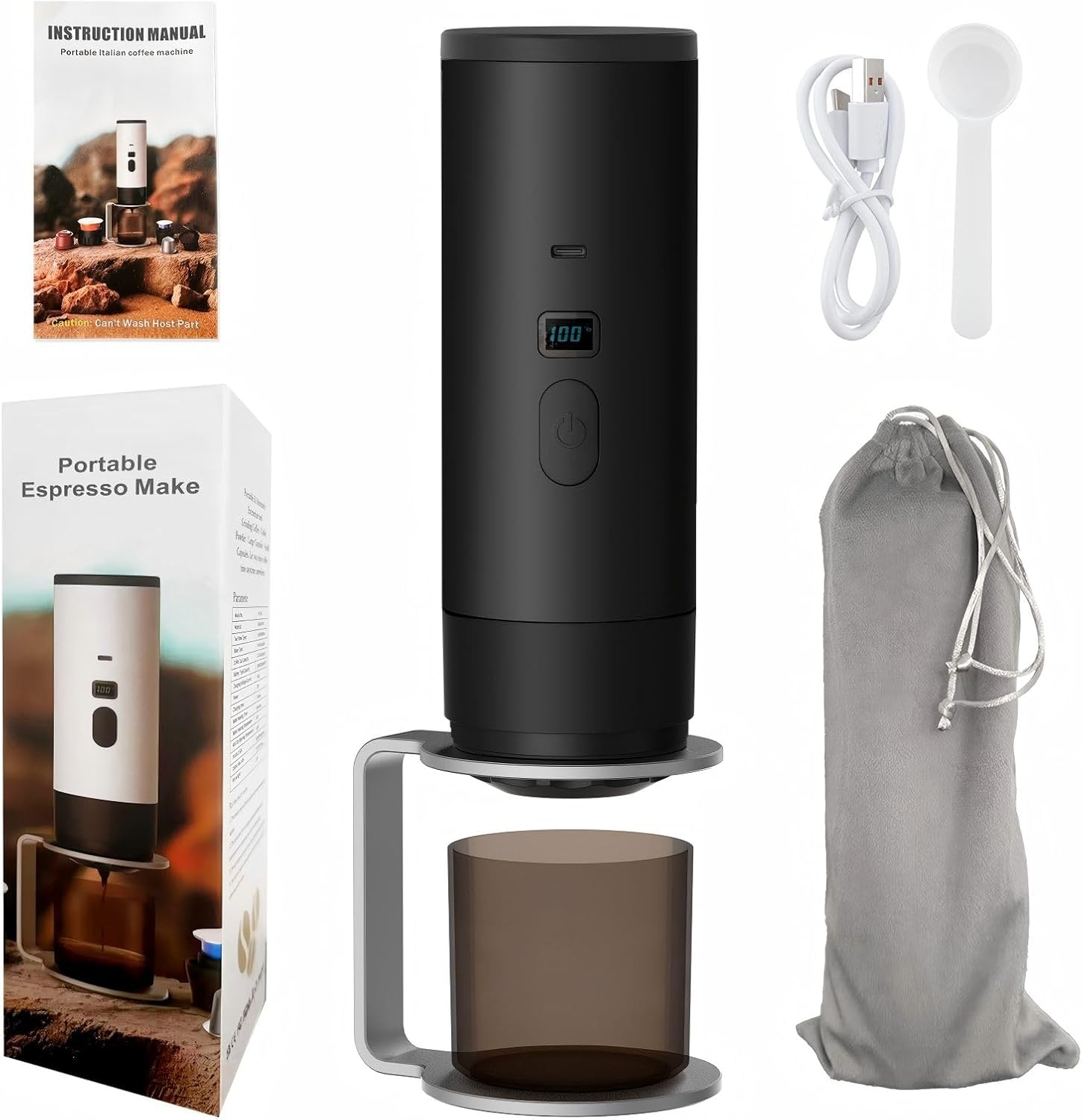 3-in-1 Single Serve Coffee Maker,Wireless Protable Coffee Machine Vacuum Pressured,Automatic Extraction and Real-time Heating Vacuum Coffee Maker for Travelling(Gold)