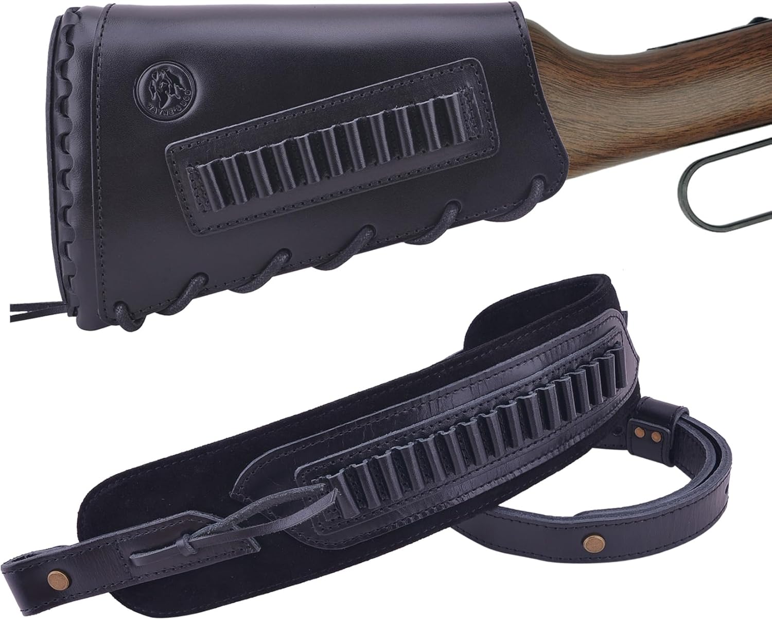 Tas Trost Full Leather Rifle Cheek Rest Butt Stock Cover With Gun Sing Ammo Pouch for .22lr .17hmr .22mag