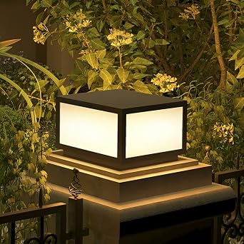 Pillar Lamp Post Light, Fence Deck Cap Light Lantern Column Lamp for Flat Surface Patio Garden Decoration with IP55 Waterproof E26 LED Bulb (Electric Powered)