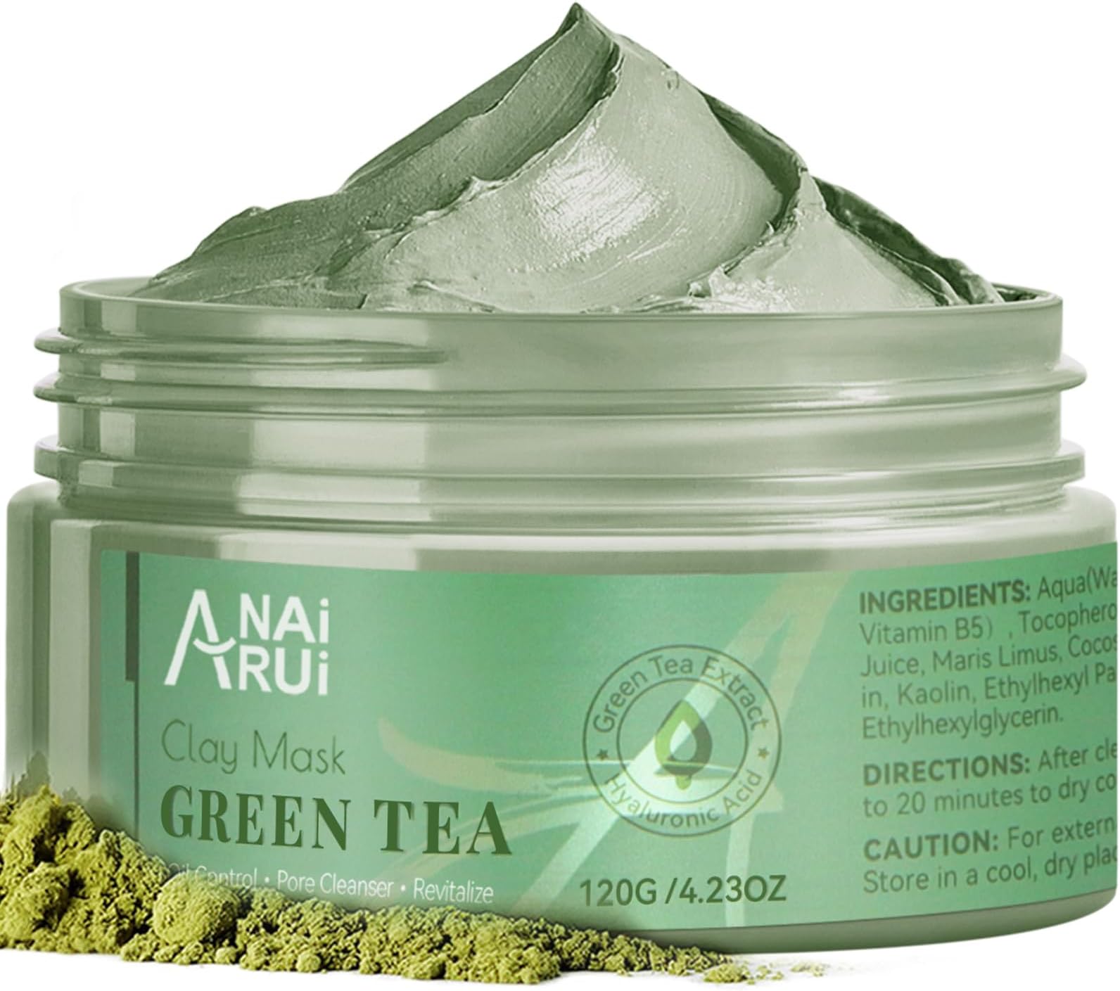 Green Tea Mask, Clay Mask for Poreless Deep Cleanse, Green Tea Face Mask Blackhead Remover with Kaolin, Aloe, Collagen, Pore Minimizer, Hydrating, Moisturizing