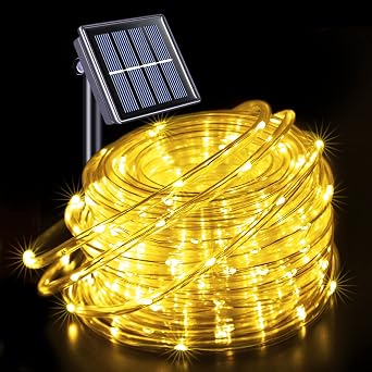 JMEXSUSS 200 LED Solar Rope Lights,66ft 8 Modes Solar Rope Lights Outdoor Waterproof LED Solar Powered Rope Tube for Fence,Gazebo,Yard,Walkway,Path(Warm White)