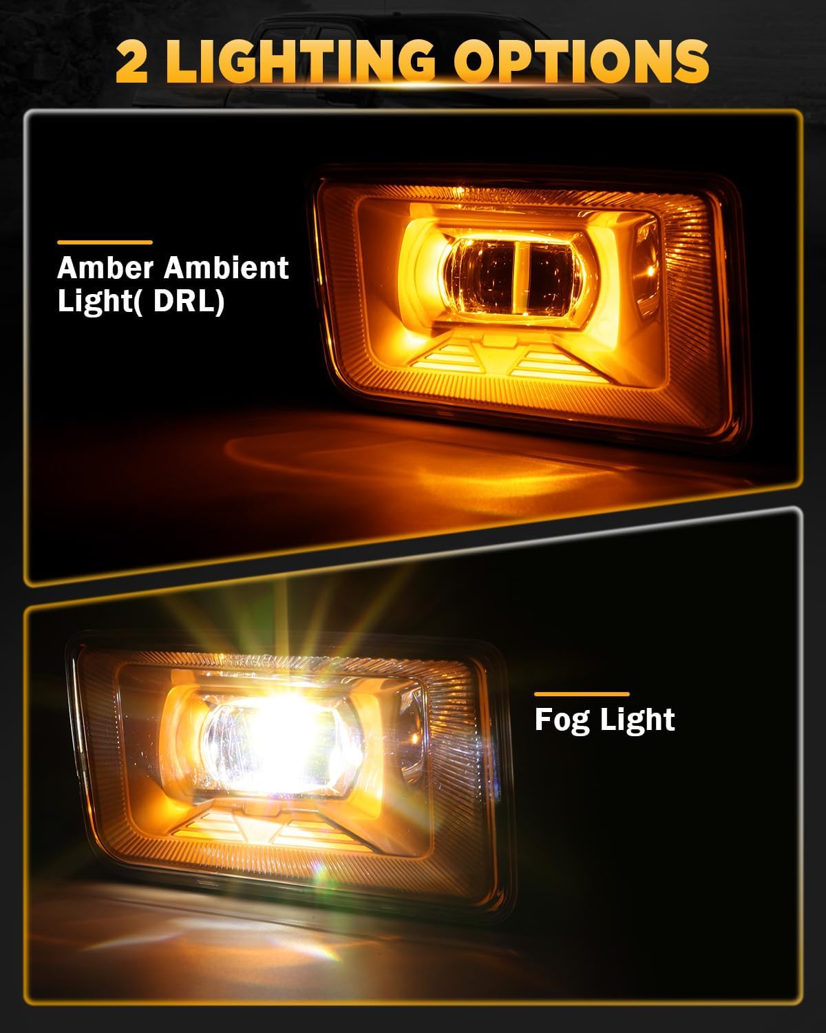 Auxbeam 60W LED fog lights Lamps with DRL, Bumper Fog Lights for Chevy Silverado 2008-2014 Suburban Tahoe 2007-2015 Avalanche 2007-2013 GMC Sierra Yukon, Dot Approved, IP67 Waterproof, Black, Pair