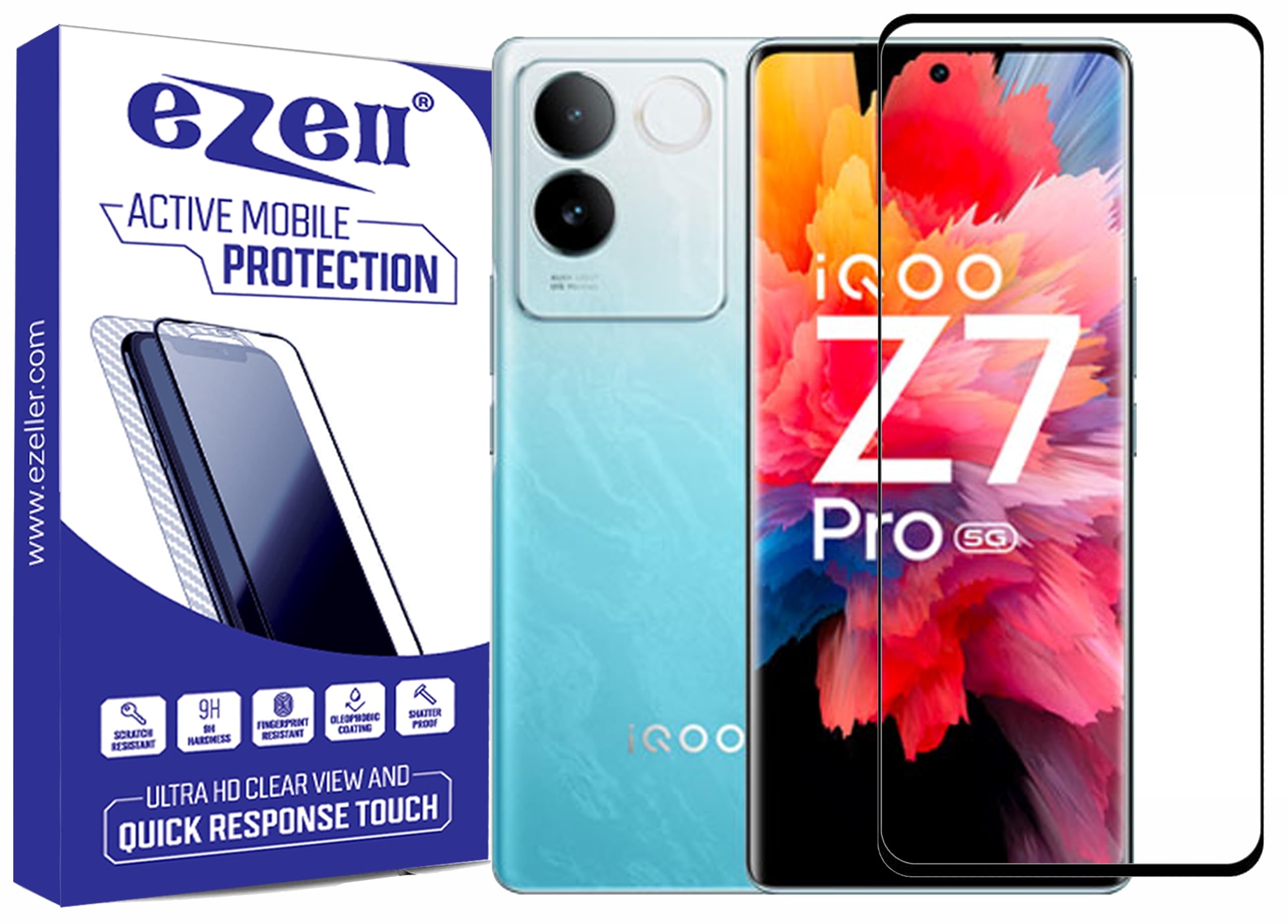 eZell IQOO Z7 Pro 5G FULL TEMPERED Curve Glass, Ultra clear, Sensitive touch,9H Hardness, Edge to Edge Full Glue Mobile Screen protector with Dry & Wet Wipes (Black) (B0D1N7TS17) Amazon Price History, Amazon Price Tracker